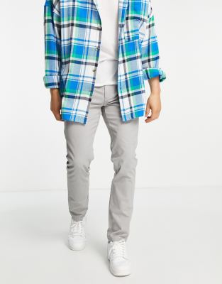 Светло-серые узкие чиносы из смесового органического хлопка Topman-Серый