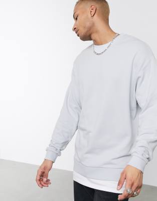 фото Светло-серый свитшот в стиле oversized с контрастной вставкой asos design-фиолетовый