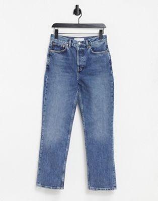 фото Светло-синие джинсы в винтажном стиле из переработанного хлопка в винтажном стиле topshop dad-голубой