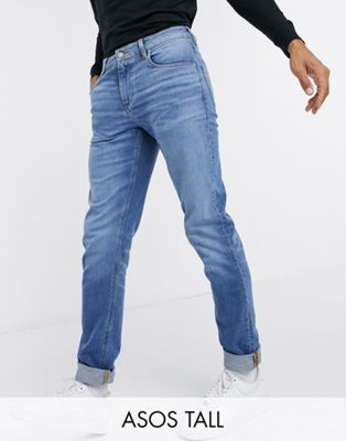 фото Светло-синие выбеленные узкие джинсы из коллекции ответственной моды asos design tall-синий