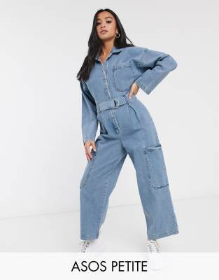 фото Светло-синий джинсовый комбинезон с карманами asos design petite asos petite