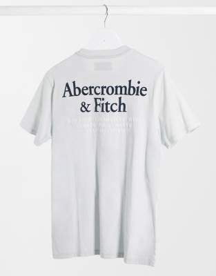 фото Светло-синяя футболка с принтом логотипа на спине abercrombie & fitch-синий