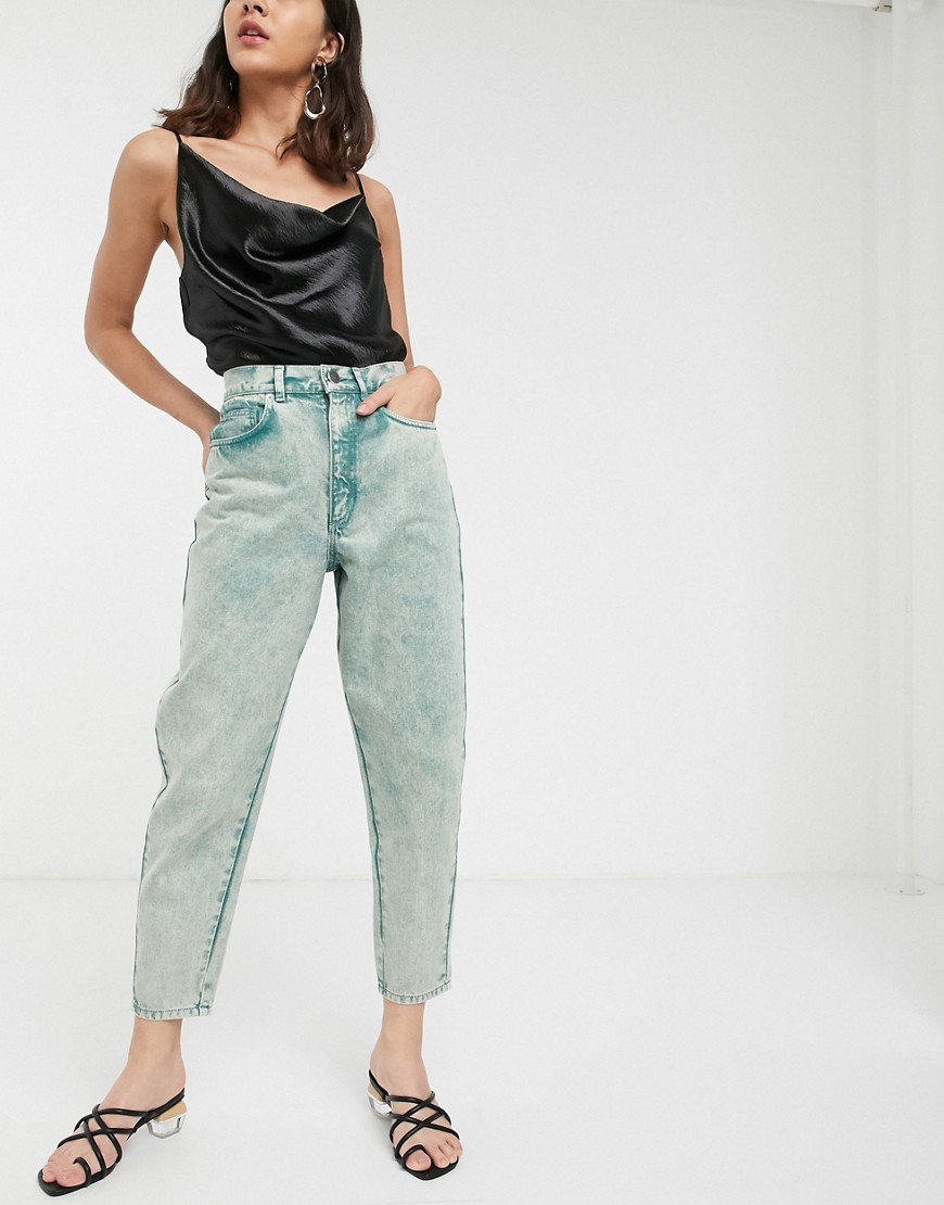 фото Светло-зеленые мраморные джинсы бойфренда с широкими штанинами asos design-синий