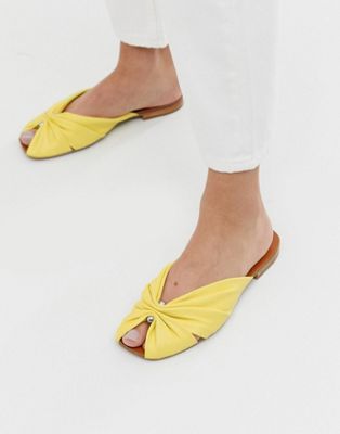 фото Светло-желтые кожаные сандалии с квадратным носком & other stories-желтый