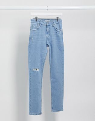 фото Светлые джинсы скинни с рваной отделкой just junkies-синий