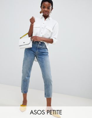 фото Светлые прямые джинсы asos design petite recycled florence-синий asos petite