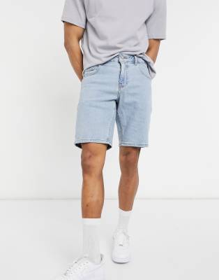 фото Светлые узкие джинсовые шорты asos design-синий