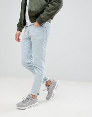 фото Светлые узкие джинсы asos design-синий