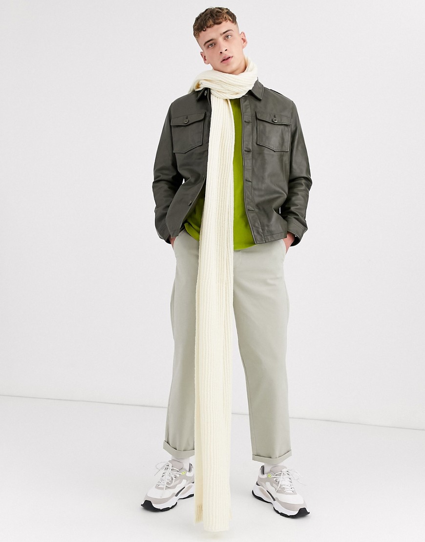 фото Светлый длинный пушистый шарф asos design-белый