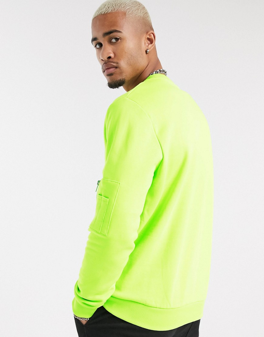 фото Свитшот с карманом ma1 яркого лаймового оттенка asos design-зеленый