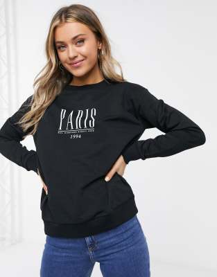 фото Свитшот с принтом "paris" asos design-черный