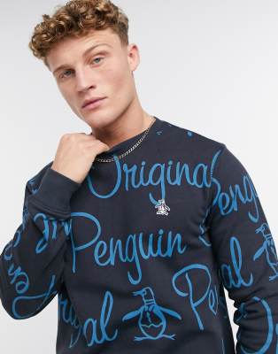 фото Свитшот темно-синего цвета с логотипами original penguin-темно-синий