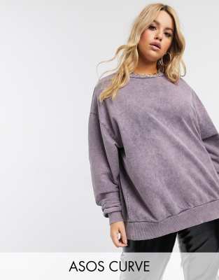 фото Свитшот в стиле oversized лавандового цвета asos design curve-розовый asos curve