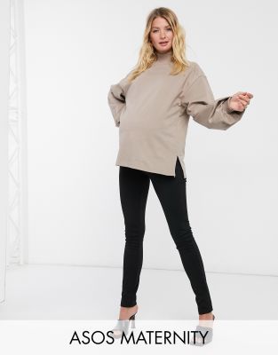 фото Свитшот в стиле oversized от комплекта с высоким воротником и манжетами в рубчик asos design maternity mix & match-бежевый asos maternity