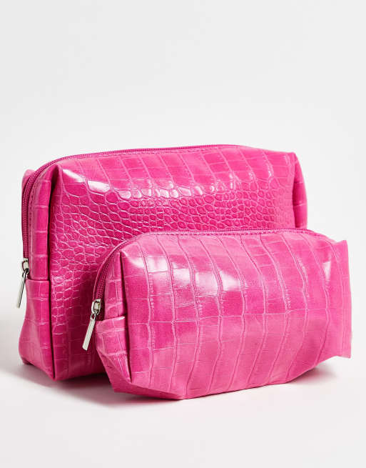 SVNX 2 pack cosmetics cases in bright pink