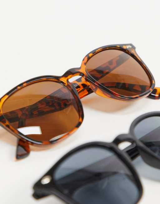 SVNX 2 pack sunglasses in black with brown tort detail, 4 of 4