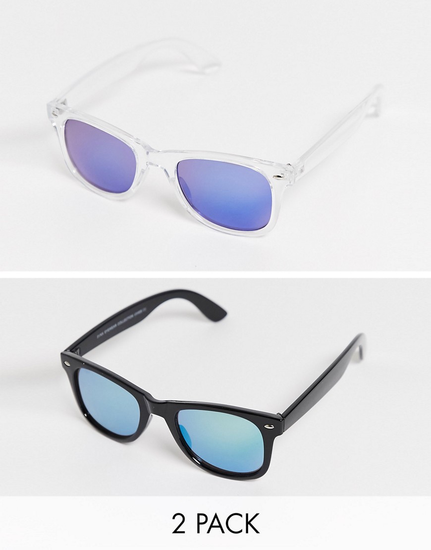 SVNX - 2-pak solbriller med klart stel i sort og guld-Gennemsigtig