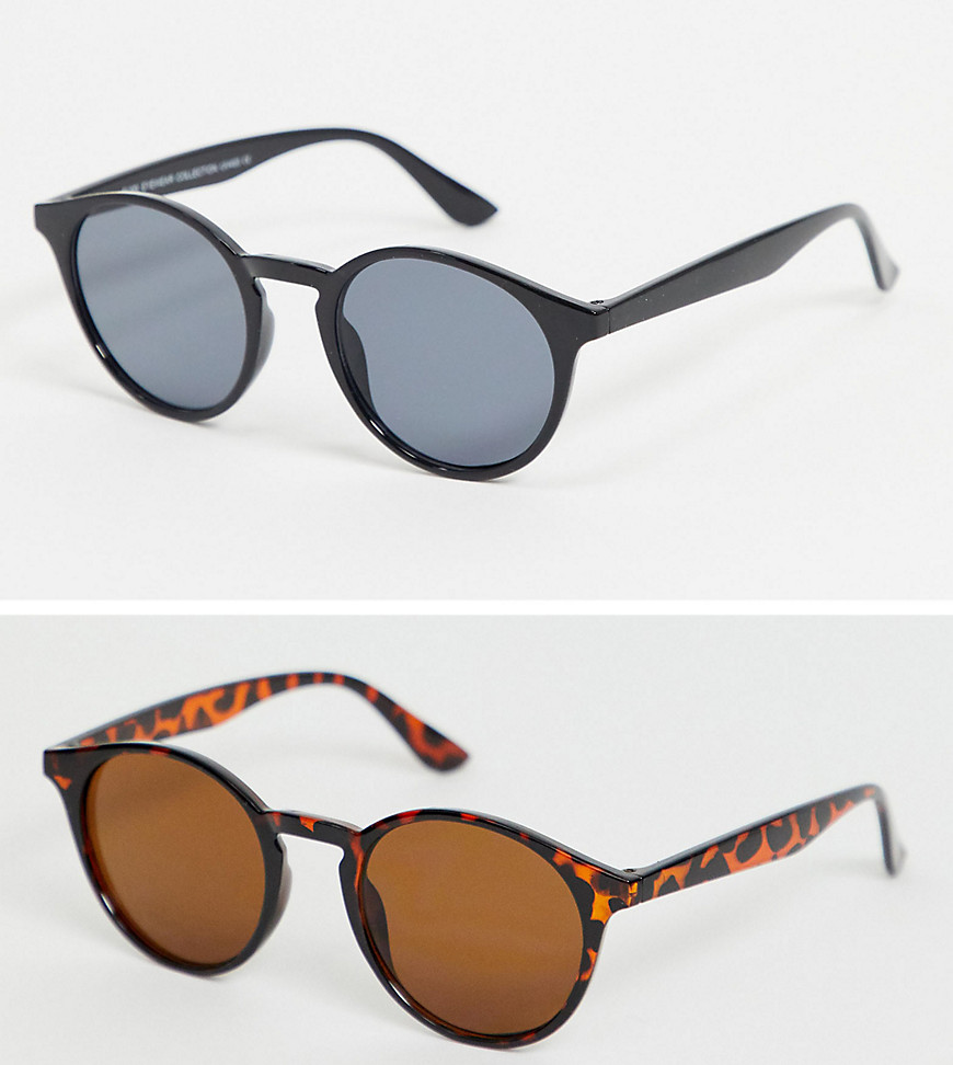 SVNX 2 pakke med runde solbriller-Multifarvet