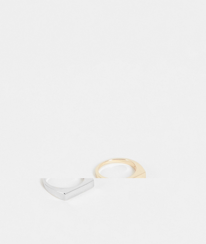 SVNX 3 pack rings in silver and gold-Multi