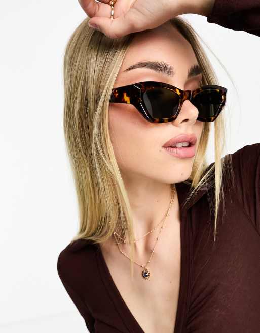 SVNX angular cat eye sunglasses in tortoiseshell