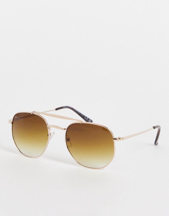 SVNX aviator style sunglasses in brown