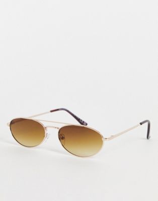 SVNX aviator sunglasses in gold with thin frame