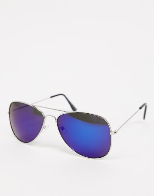 Blue lens outlet aviator sunglasses