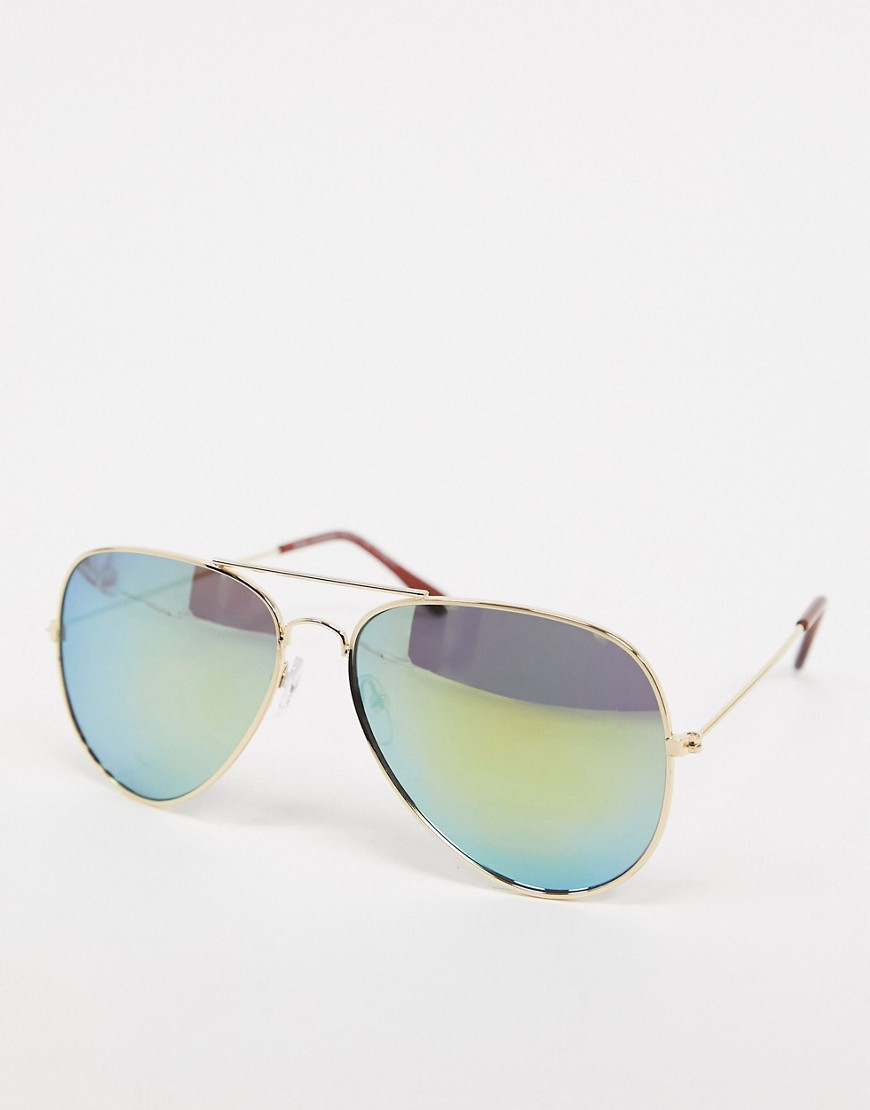 SVNX aviator sunglasses with metal frame-Gold