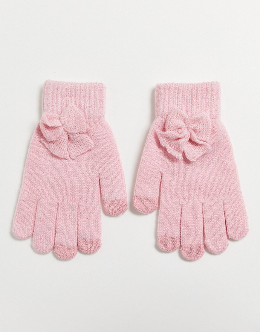 SVNX baby pink gloves with bow