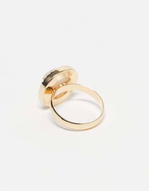 SVNX - Bague chunky avec détail central en résine et paillettes d'or - Doré, 2 de 3