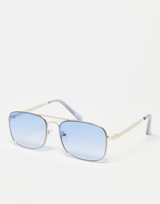 SVNX - Blå aviator-solbriller med minimalt 70'er-design