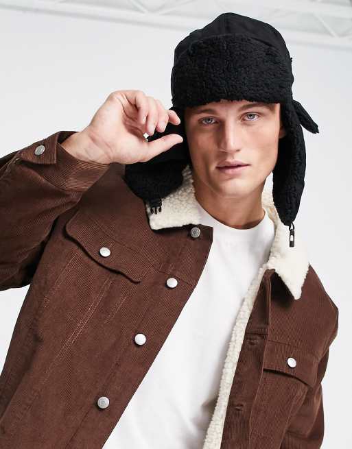 SVNX trapper hat in off black ASOS
