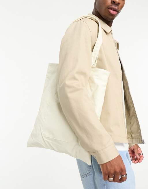 SVNX - Borsa shopping in lino bianco sporco
