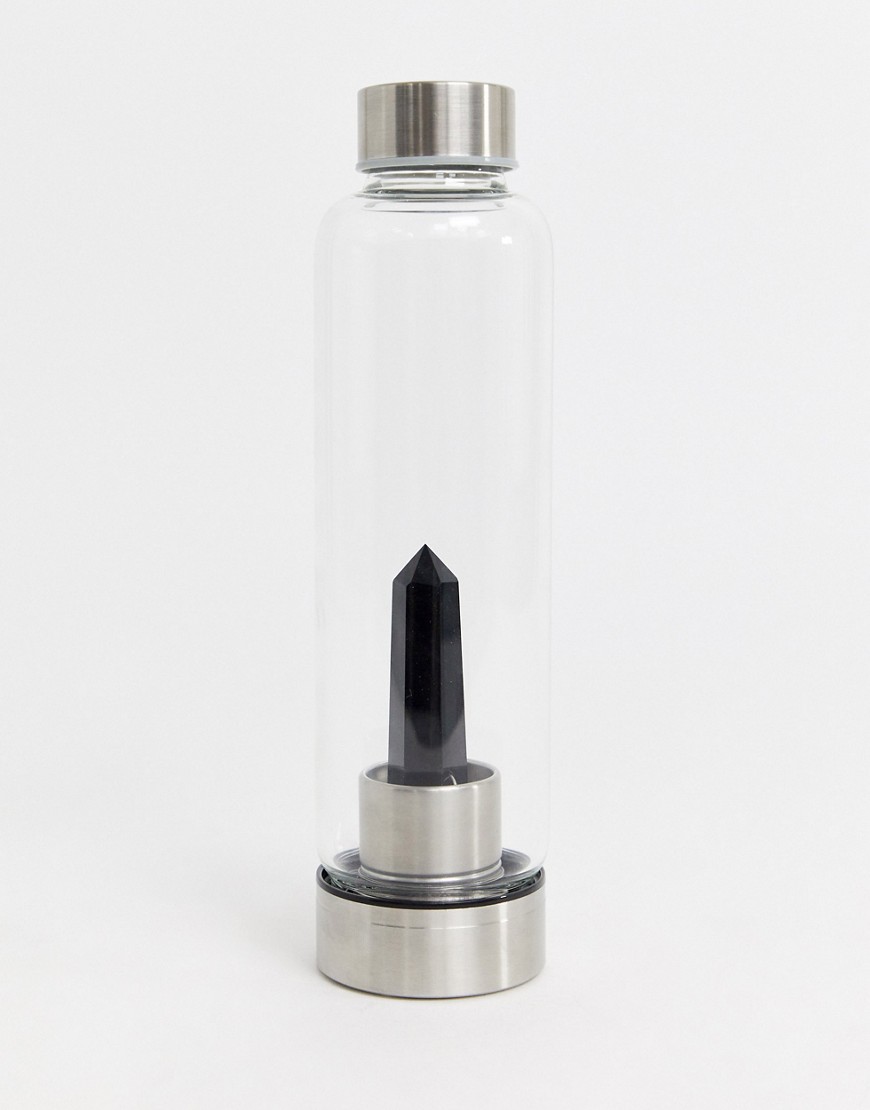 SVNX - Bottiglia in vetro con cristallo di ossidiana nera per protezione-Verde