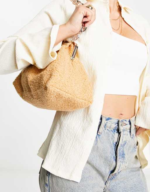 SVNX - Brun clutch i imiteret lammeskind