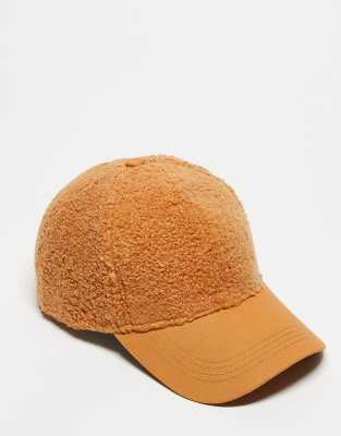 SVNX - Cappellino con visiera in pile borg color cuoio