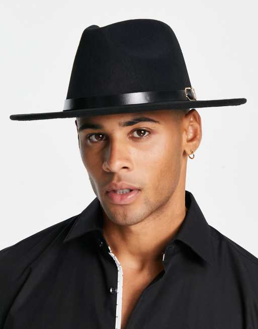 SVNX - Cappello fedora in feltro nero