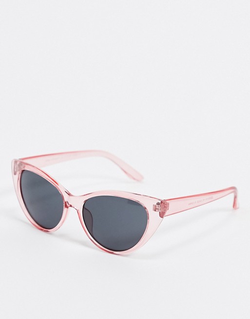SVNX cat eye sunglasses with clear pink frame