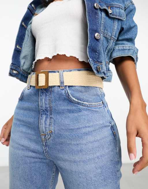 SVNX - Ceinture en paille avec boucle contrastante - Crème
