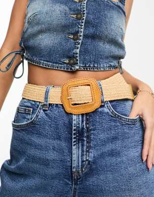 Ceinture Tissée Vintage M Baer - Large Cuir Marron Avec Boucle Artistique En Laiton - Taille L (38)