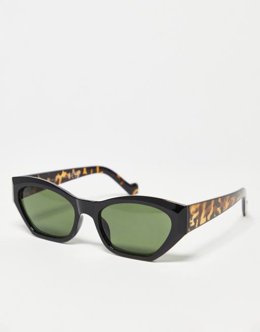 Svnx Chunky Angled Cat Eye Sunglasses In Black Asos 