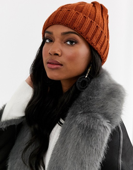 SVNX chunky beanie hat in rust