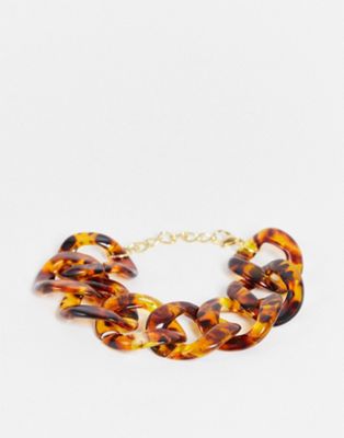 SVNX chunky chain bracelet in tortoise print