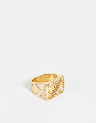 SVNX chunky gold inprinted ring