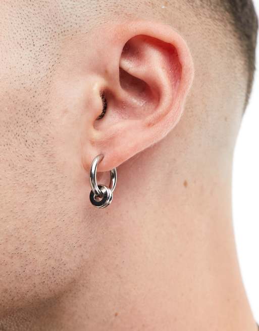 SVNX - Chunky oorringen met metalen bolletje in zilver
