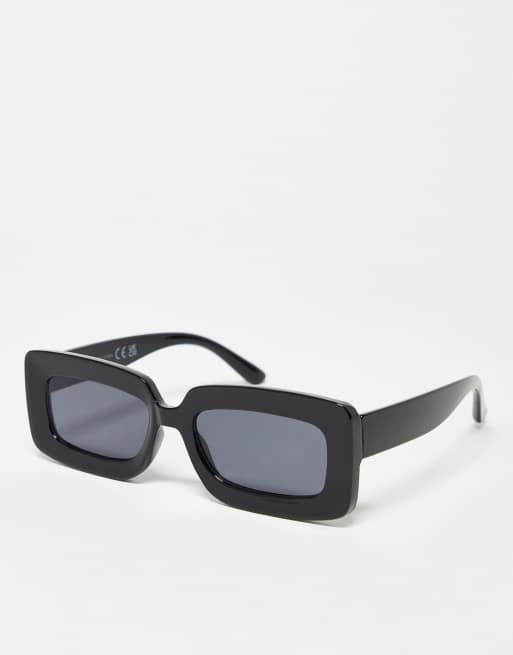 SVNX chunky rectangle sunglasses in black