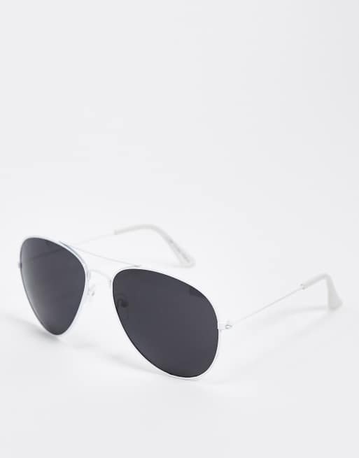 White plastic store aviator sunglasses