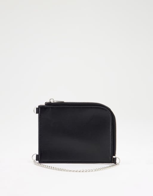 SVNX coin purse with chain in black