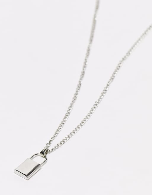 SVNX - Collier chaîne avec pendentif cadenas - Argenté 