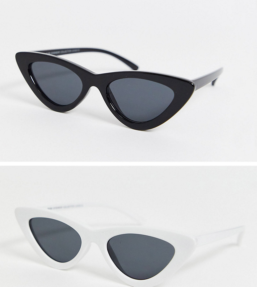 SVNX - Confezione da 2 occhiali da sole a occhi di gatto a punta-Multicolore